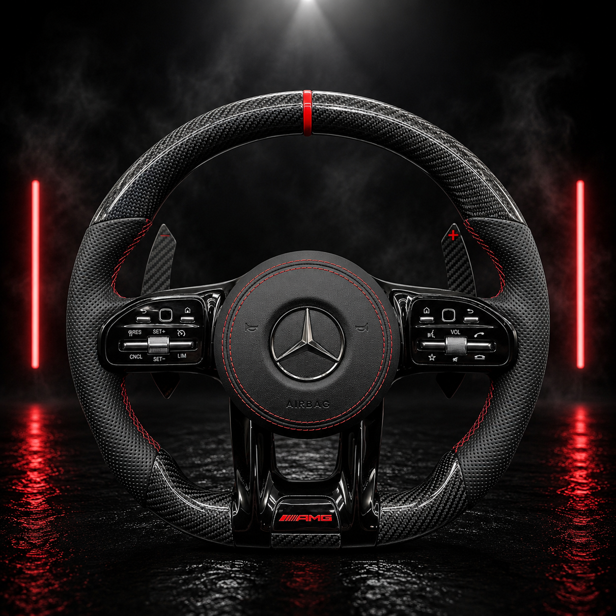 Volant AMG Carbone Rouge Performance pour Mercedes-Benz – Édition Sport Premium